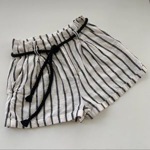 Forever 21 Striped Paper Bag Shorts w/ Belt